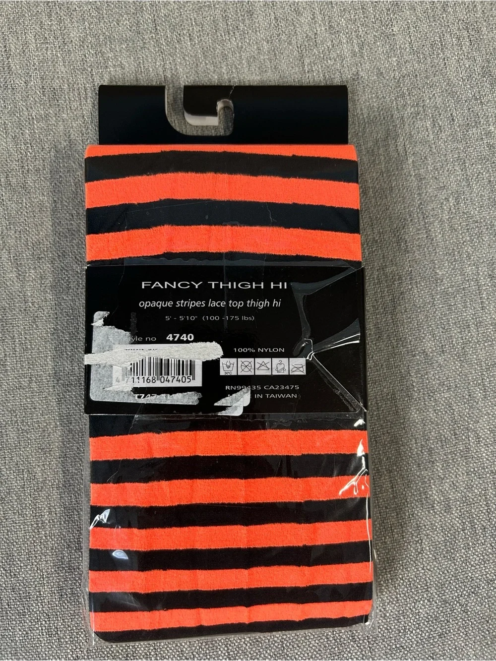Music Legs Orange and Black Striped Fancy Thigh Highs